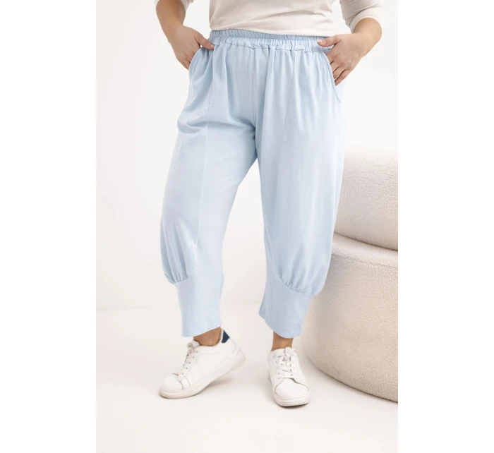 Dámske plus veľkosť nohavice s nízkym sedom a elastickým pásom Blue Dámske plus veľkosť nohavice s nízkym sedom a elastickým pásom Blue