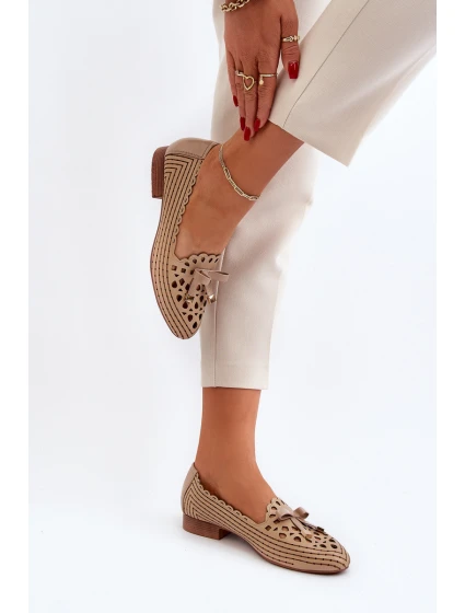 Dámské lodičky s mašlí v béžové barvě model 21651889 - Boto