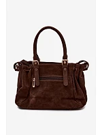 Kožená kabelka z ekologického semiše čokoládová model 22111512 - Flora&Co