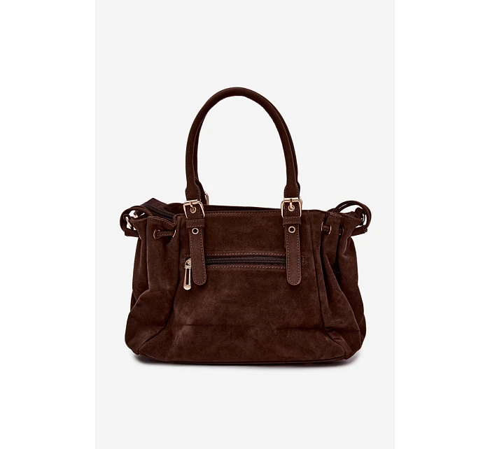 Kožená kabelka z ekologického semiše čokoládová model 22111512 - Flora&Co