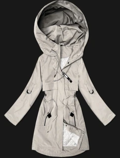 Prosta kurtka damska z podwijanymi rękawami Goodlookin jasny beżowy (B8556-26)