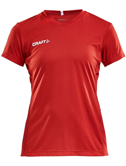 Craft Teamwear Squad Go Jersey Solid W Dámske športové tričko s výstrihom do V 82.5566 jasne červená Craft Teamwear Squad Go Jersey Solid W Dámske športové tričko s výstrihom do V 82.5566 jasne červená