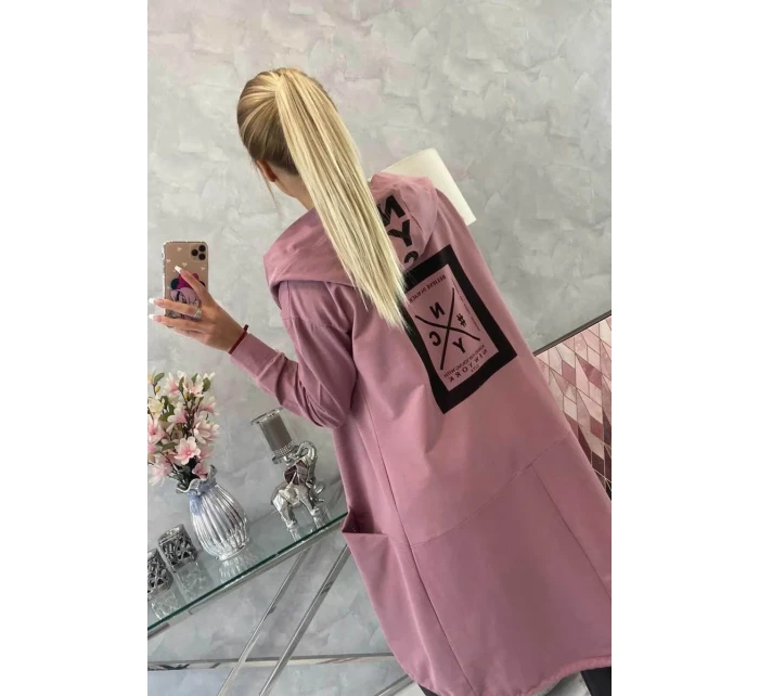 Tmavě růžová bunda oversize s kapucí