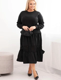 Dámské šaty Plus Size s rozšířeným spodkem černá