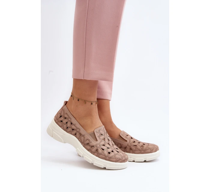 Ażurowe Półbuty Damskie Różowe Emilei Ażurowe Półbuty Damskie Różowe Emilei