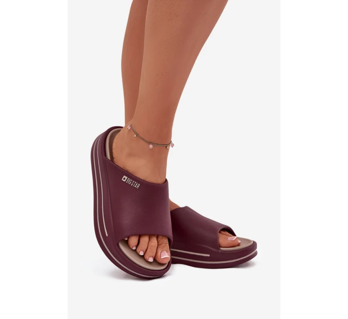 Klapki Damskie Na Platformie Big Star SS274425 Bordowe