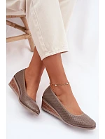 Dámské polobotky na platformě model 22067181 tmavě béžové - VINCEZA