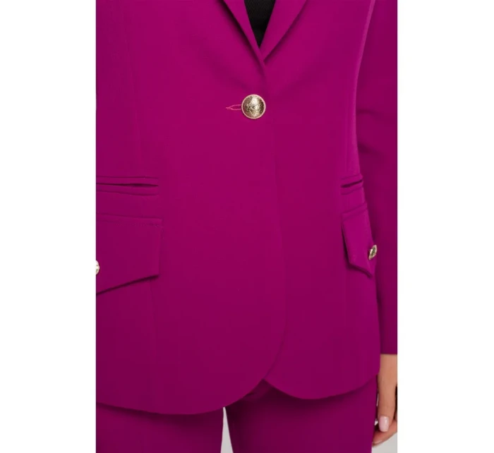 K141 Sako s dvojitým vreckom a klopou - rubínové K141 Sako s dvojitým vreckom a klopou - rubínové