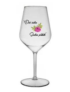DVĚ SRDCE, JEDEN PŘÍBĚH - čirá nerozbitná sklenice na víno 470 ml