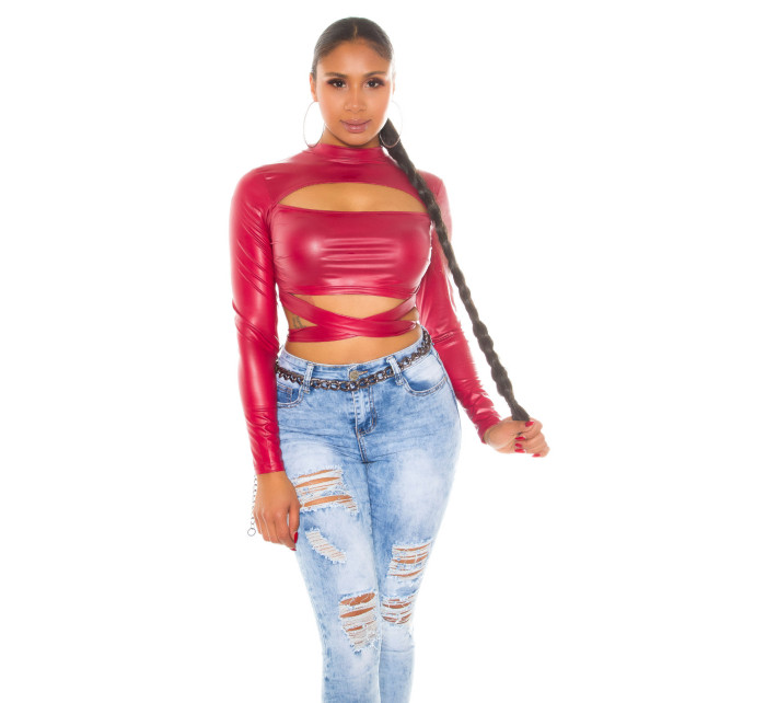 Sexy Koucla Wetlook Crop Top with Cut-Out