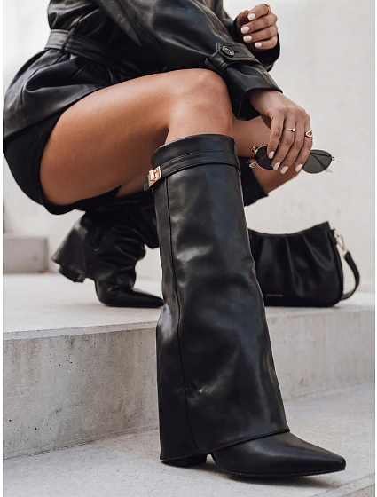 Čierne čižmy so širokým zvrškom FashionStreet ZY1029
