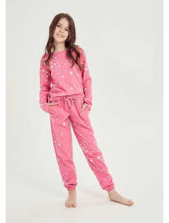 Zateplené dievčenské pyžamo Erika ružové pre staršie deti