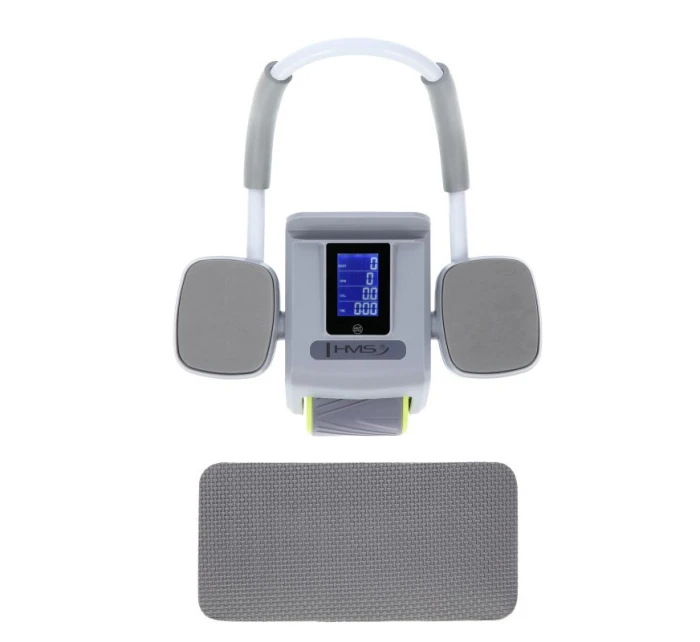 KA08 SIVÁ ABS AUTOMATICKÉ BRUŠNÉ SVALOVÉ CVIČENIE KOLESO S LCD DISPLEJOM A NABÍJANIE HMS