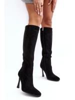 Dámské Kozačky Na Podpatku Černé model 21638674 - Boto