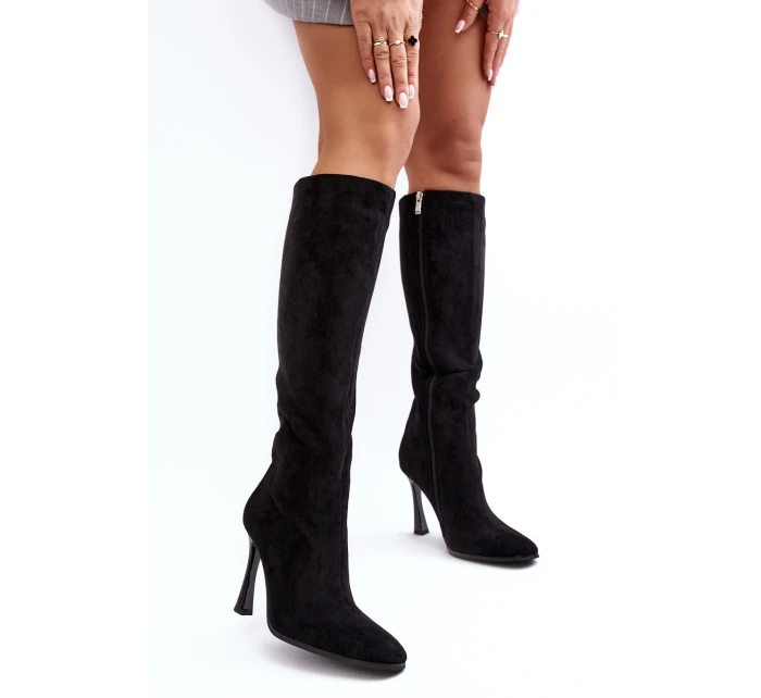 Dámské Kozačky Na Podpatku Černé model 21638674 - Boto