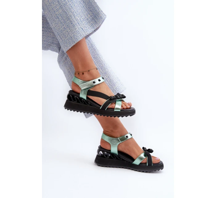 Dámské Sandály S Mašlí D&A model 21660365 Zelené - S.Barski Dámské Sandály S Mašlí D&A model 21660365 Zelené - S.Barski