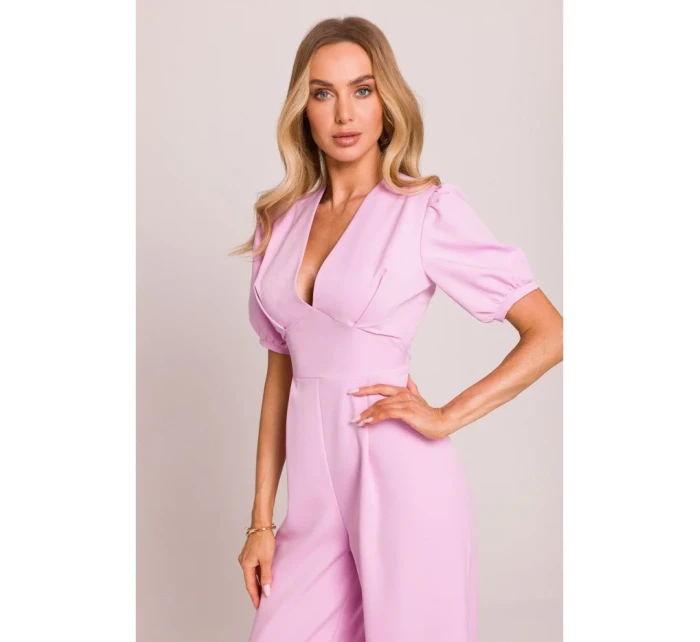 Kombinéza s puff rukávy  růžová model 20970740 - Moe