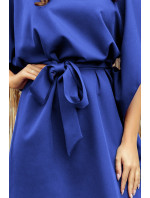 Dámske šaty so zaväzovaním v páse Numoco SOFIA - modré