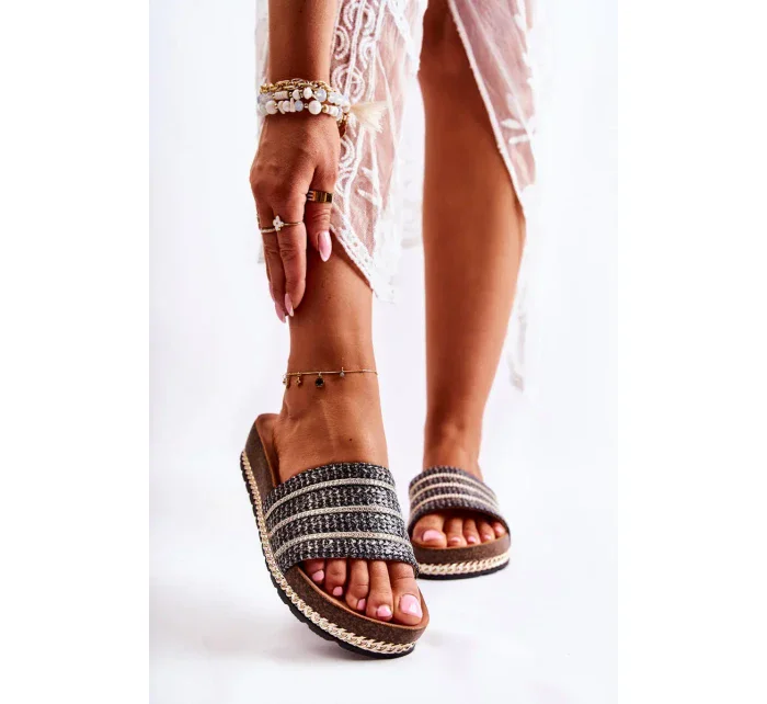 Dámské klasické pantofle s řetízkem Černá Maddy