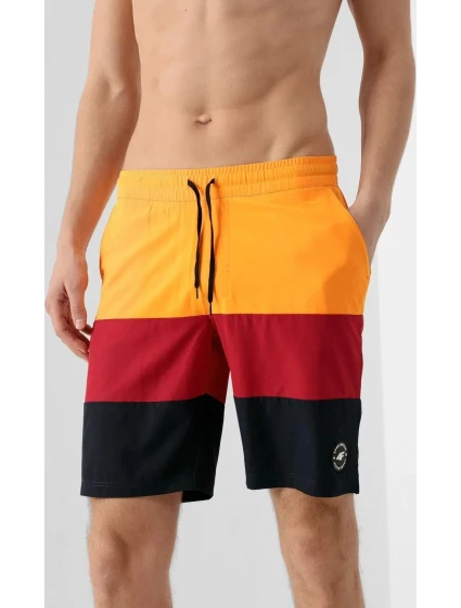 Pánske plavecké šortkyH4L21-SKMT004 oranžovo-červeno-čierne - 4F