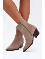 Dámske členkové topánky na podpätku 6350 Beige - Ideálna obuv Dámske členkové topánky na podpätku 6350 Beige - Ideálna obuv
