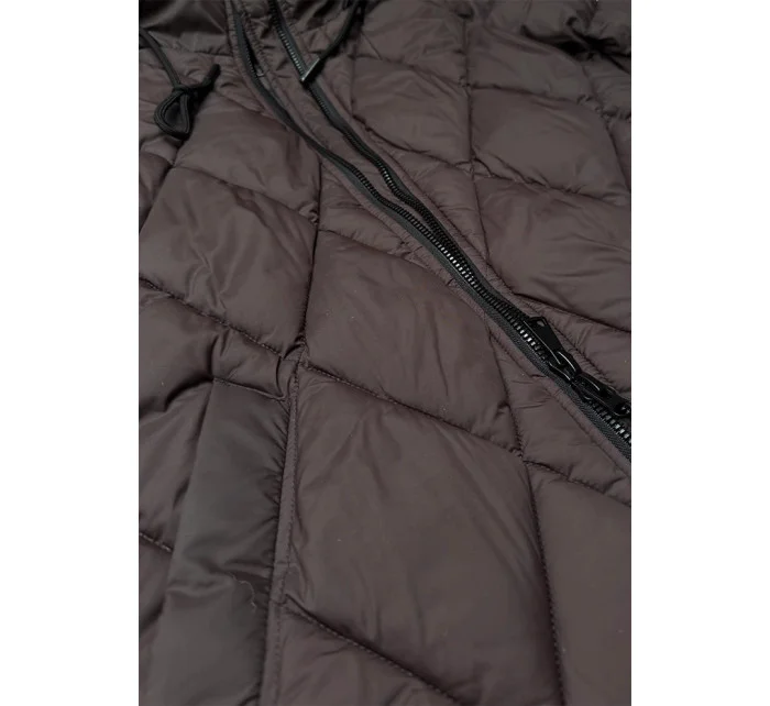 Dlhá hnedá dámska zimná bunda s kapucňou Libland (7832) Dlhá hnedá dámska zimná bunda s kapucňou Libland (7832)