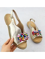 Dámske zlaté sandále s korálkami Filippo DS6230
