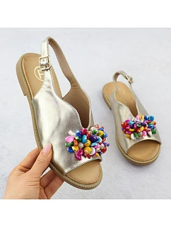 Dámske zlaté sandále s korálkami Filippo DS6230