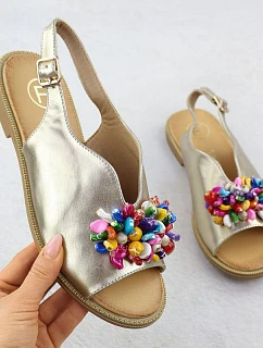 Dámske zlaté sandále s korálkami Filippo DS6230