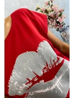 Blúzka s potlačou pier červená