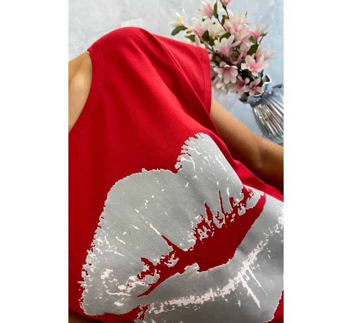 Blúzka s potlačou pier červená