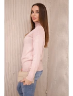 Rolákový sveter púdrovo ružový