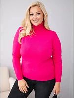 Dámský svetřík z viskózy Plus Size s rolákem v klasickém střihu fuchsiová