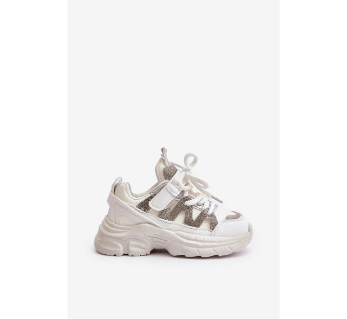 Dětské tenisky se zirkony bílé model 21672916 - Boto Dětské tenisky se zirkony bílé model 21672916 - Boto