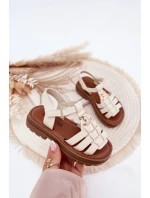 Dívčí sandály s ozdobným detailem béžové model 21701127 - Boto Dívčí sandály s ozdobným detailem béžové model 21701127 - Boto