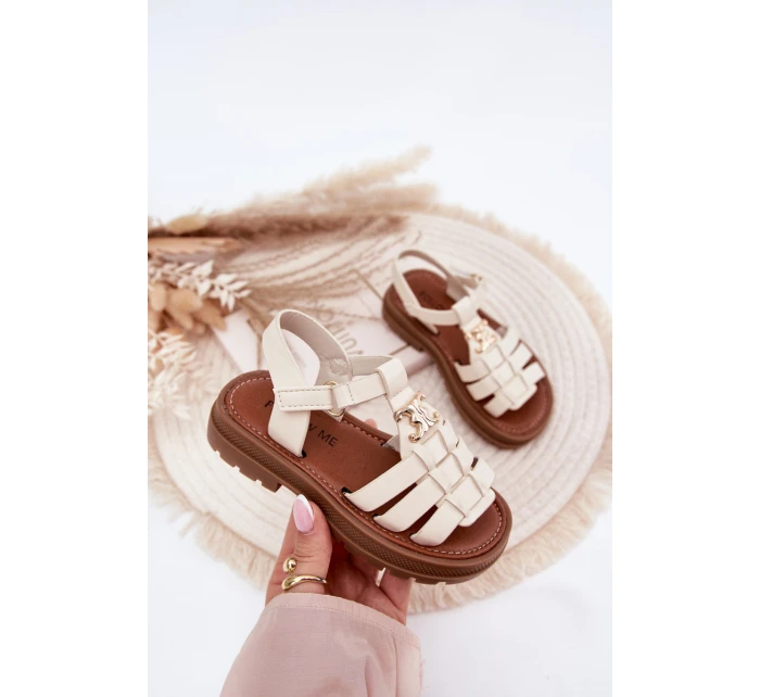 Dívčí sandály s ozdobným detailem béžové model 21701127 - Boto Dívčí sandály s ozdobným detailem béžové model 21701127 - Boto