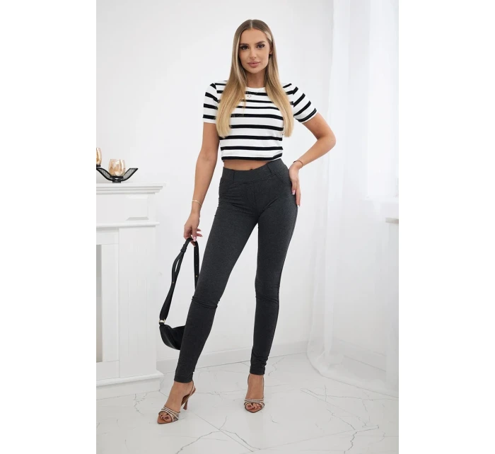 Bavlnené nohavice so zirkónmi na zadných vreckách graphite Bavlnené nohavice so zirkónmi na zadných vreckách graphite