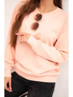 Dámska mikina z elastického bavlneného materiálu s okrúhlym výstrihom biela