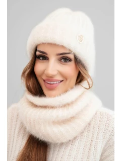 Dámský set čepice a s ozdobným ecru model 21803181 - K-Fashion