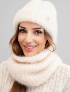 Dámský set čepice a  s ozdobným ecru model 21803181 - K-Fashion