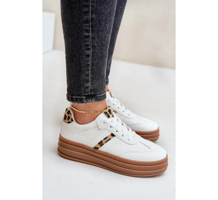 Sneakersy Damskie Na Platformie Panterka Białe Dravinnia Sneakersy Damskie Na Platformie Panterka Białe Dravinnia