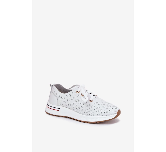 Skórzane Lekkie Półbuty Damskie Artiker 54C1758 Białe