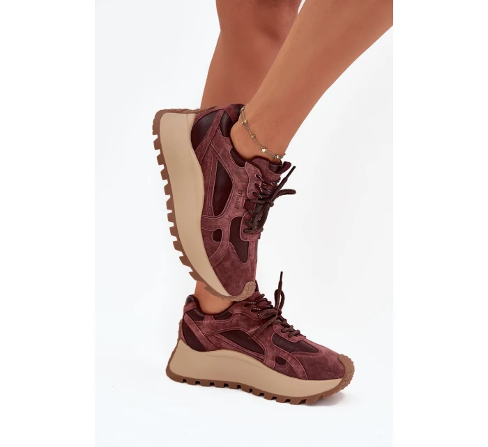 Kožené Sneakersy Na Platformě Dámské Big Star model 21705723 HIPOLY SYSTEM Bordové - Big Star Shoes