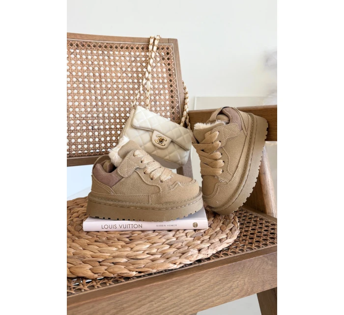 Dětské tenisky vyhřívané plyšovým kožíškem Béžové Mireen Dětské tenisky vyhřívané plyšovým kožíškem Béžové Mireen