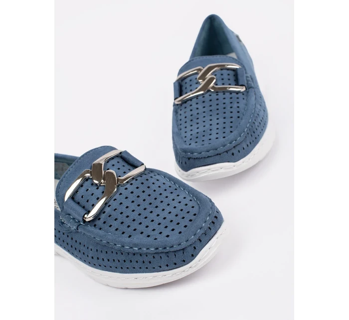 Módne modré dámske mokasíny bez podpätku Módne modré dámske mokasíny bez podpätku