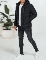 Pánska prešívaná zimná bunda s kapucňou čierna FashionStreet TX5069 Pánska prešívaná zimná bunda s kapucňou čierna FashionStreet TX5069