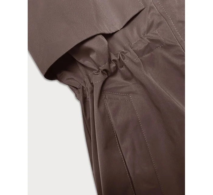 Hnědá dámská bunda s ohrnutými rukávy model 20911366 - LHD