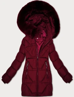 Dámská zimní péřová bunda ve vínové bordó barvě model 21475480 - J.STYLE