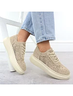 Dámská obuv na platformě se šněrováním béžová model 22098387 - VINCEZA Dámská obuv na platformě se šněrováním béžová model 22098387 - VINCEZA