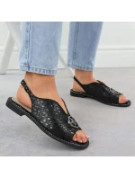 Dámské černé kožené sandály model 21904964 - S.Barski